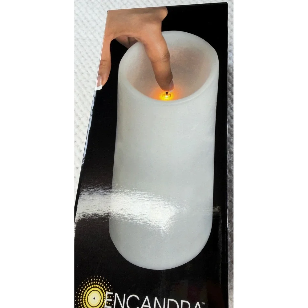 Encandra Liown PushWick Flameless Wax Candle White LED Pillar 100520509